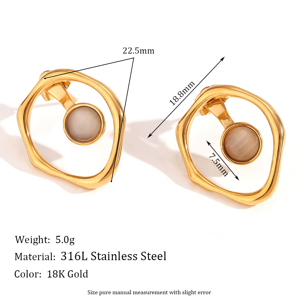 1 Pair Vintage Style Simple Style Classic Style Geometric Snake Plating Inlay Stainless Steel Rhinestones 18k Gold Plated Earrings