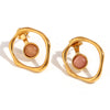 1 Pair Vintage Style Classic Style Round Plating Stainless Steel 18k Gold Plated Ear Studs