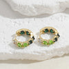 1 Pair Elegant Round Plating Inlay Copper Zircon 14k Gold Plated Earrings