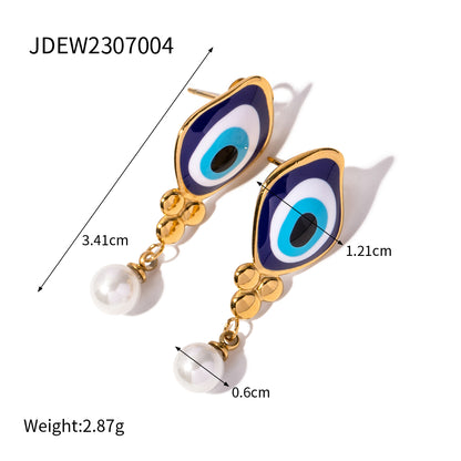 1 Pair Ig Style Streetwear Devil's Eye Enamel Plating Stainless Steel 18k Gold Plated Drop Earrings