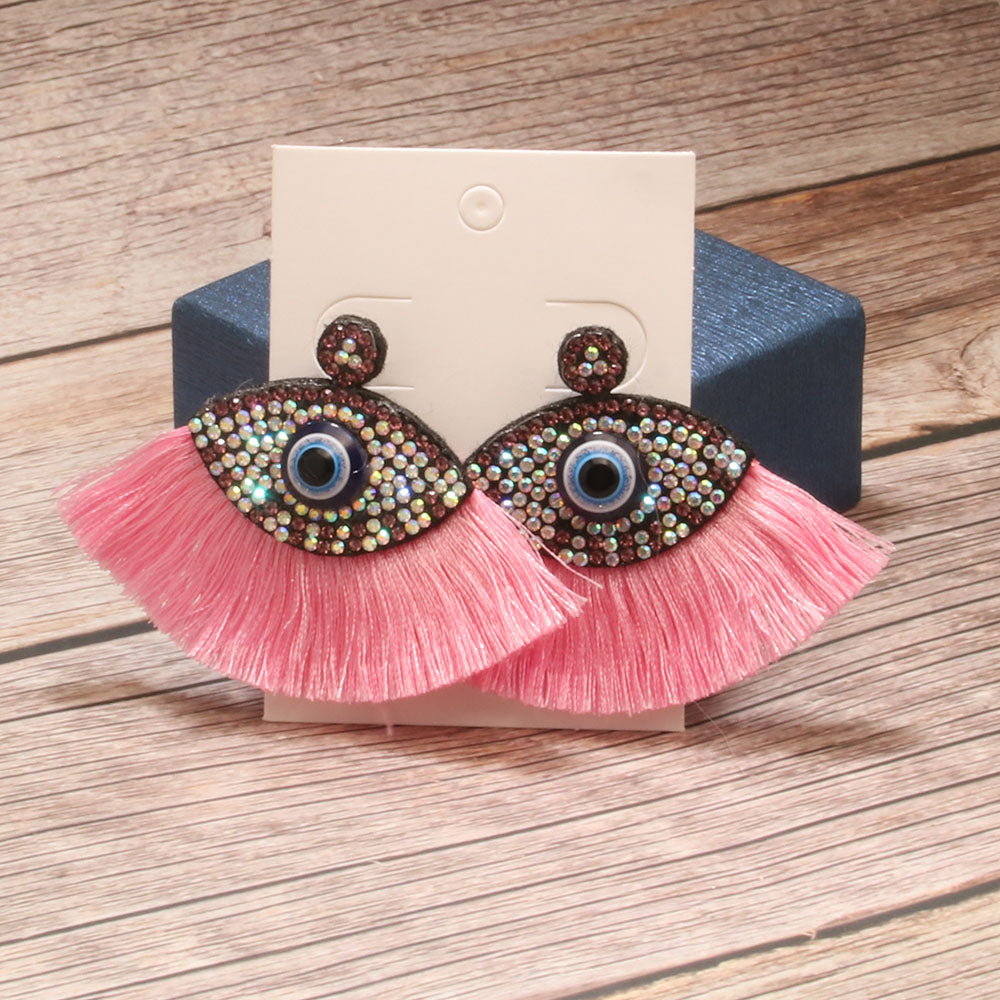 Wholesale Jewelry Vintage Style Exaggerated Artistic Devil's Eye Cloth Drop Earrings