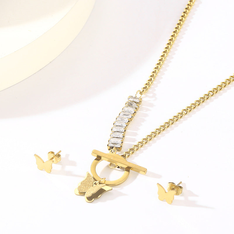 Simple Style Butterfly Stainless Steel Plating 18k Gold Plated Bracelets Necklace