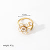 Elegant Lady Flower Copper Painted Plating Inlay Artificial Pearls Artificial Diamond 18k Gold Plated Open Rings