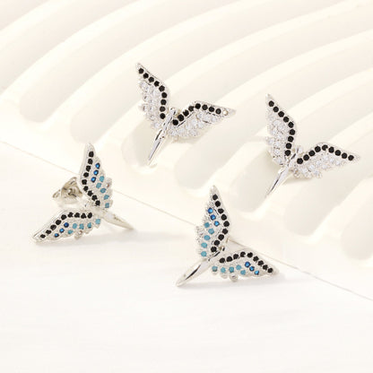 1 Pair Retro Simple Style Angel Wings Plating Inlay Copper Zircon 18k Gold Plated Ear Studs