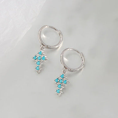 1 Pair Simple Style Cross Inlay Copper Zircon Drop Earrings