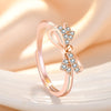 Simple Style Bow Knot Copper Plating Inlay Zircon Open Rings