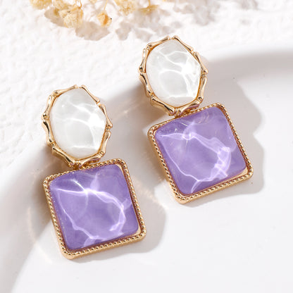 Wholesale Jewelry Lady Square Resin Drop Earrings