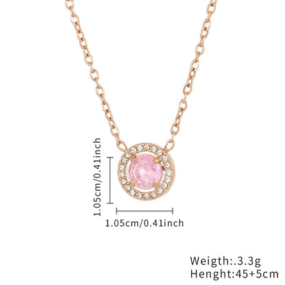 Simple Style Round Stainless Steel Plating Inlay Zircon Rose Gold Plated Gold Plated Bracelets Necklace