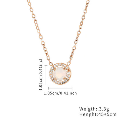 Simple Style Round Stainless Steel Plating Inlay Zircon Rose Gold Plated Gold Plated Bracelets Necklace