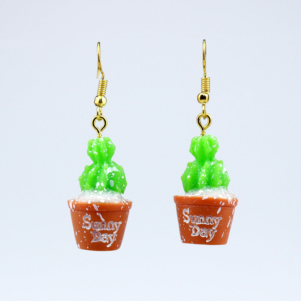 Wholesale Jewelry Cartoon Style Plant Resin Drop Earrings