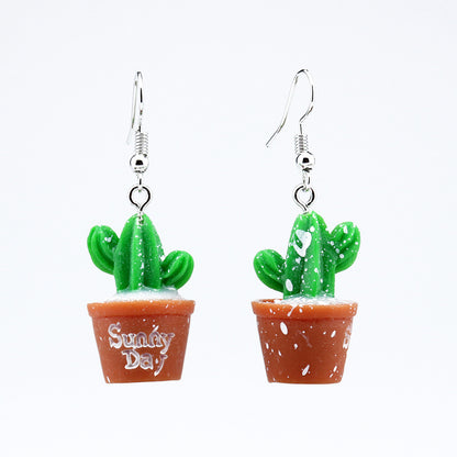 Wholesale Jewelry Cartoon Style Plant Resin Drop Earrings