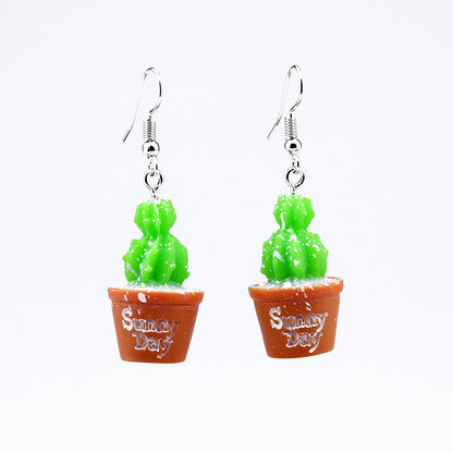 Wholesale Jewelry Cartoon Style Plant Resin Drop Earrings