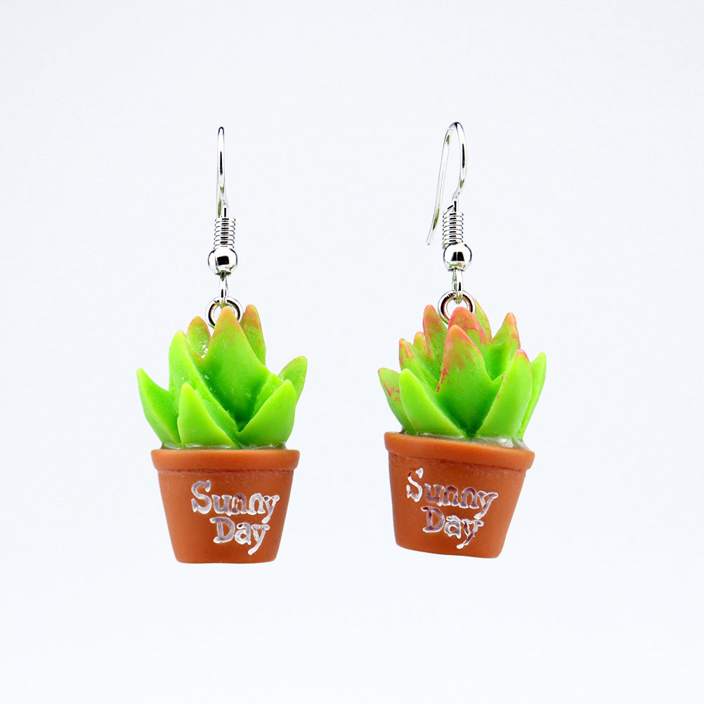 Wholesale Jewelry Cartoon Style Plant Resin Drop Earrings