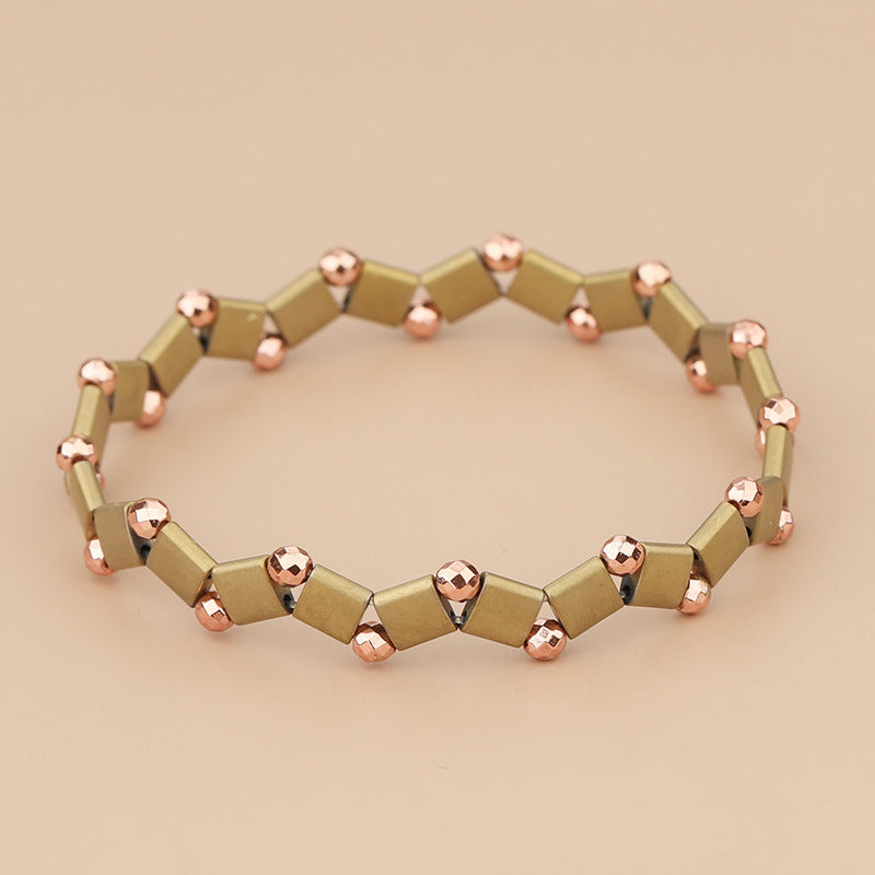 Commute Square Natural Stone Stoving Varnish Bracelets