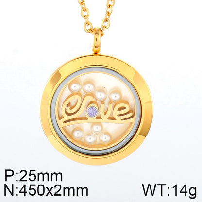 Casual Simple Style Round Stainless Steel Plating 18k Gold Plated Pendant Necklace