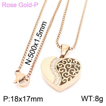 Modern Style Heart Shape Titanium Steel Plating 18k Gold Plated Pendant Necklace