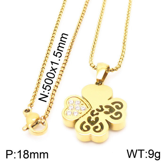 Modern Style Heart Shape Titanium Steel Plating 18k Gold Plated Pendant Necklace