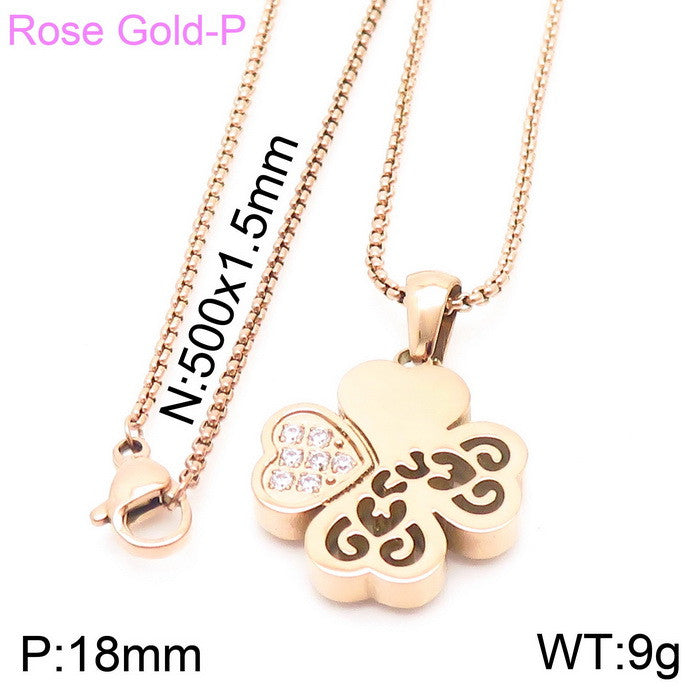 Modern Style Heart Shape Titanium Steel Plating 18k Gold Plated Pendant Necklace