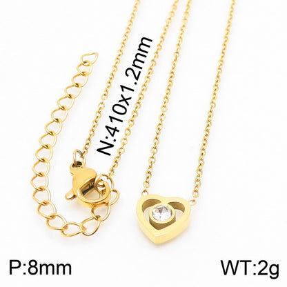 Modern Style Heart Shape Titanium Steel Plating 18k Gold Plated Pendant Necklace