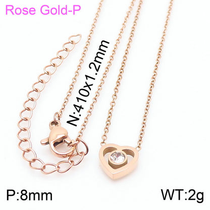 Modern Style Heart Shape Titanium Steel Plating 18k Gold Plated Pendant Necklace