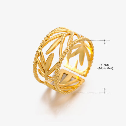 Basic Classic Style Geometric Leaf Stainless Steel Plating Open Rings