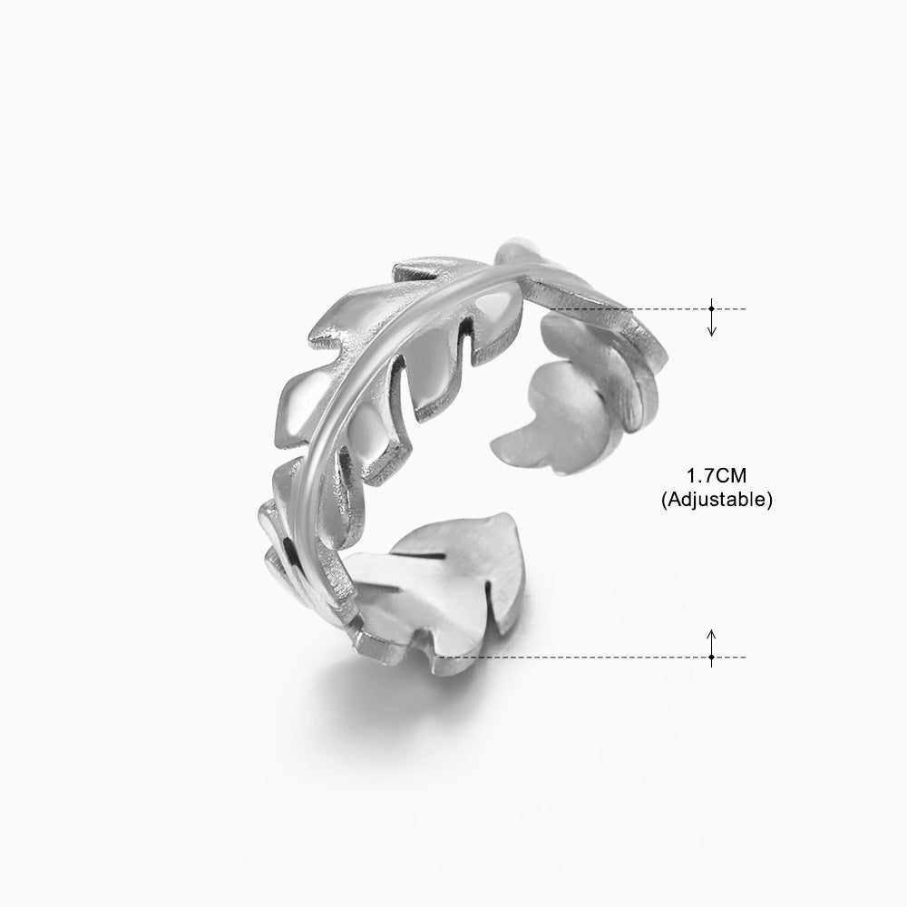 Basic Classic Style Geometric Leaf Stainless Steel Plating Open Rings