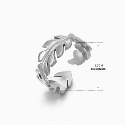 Basic Classic Style Geometric Leaf Stainless Steel Plating Open Rings