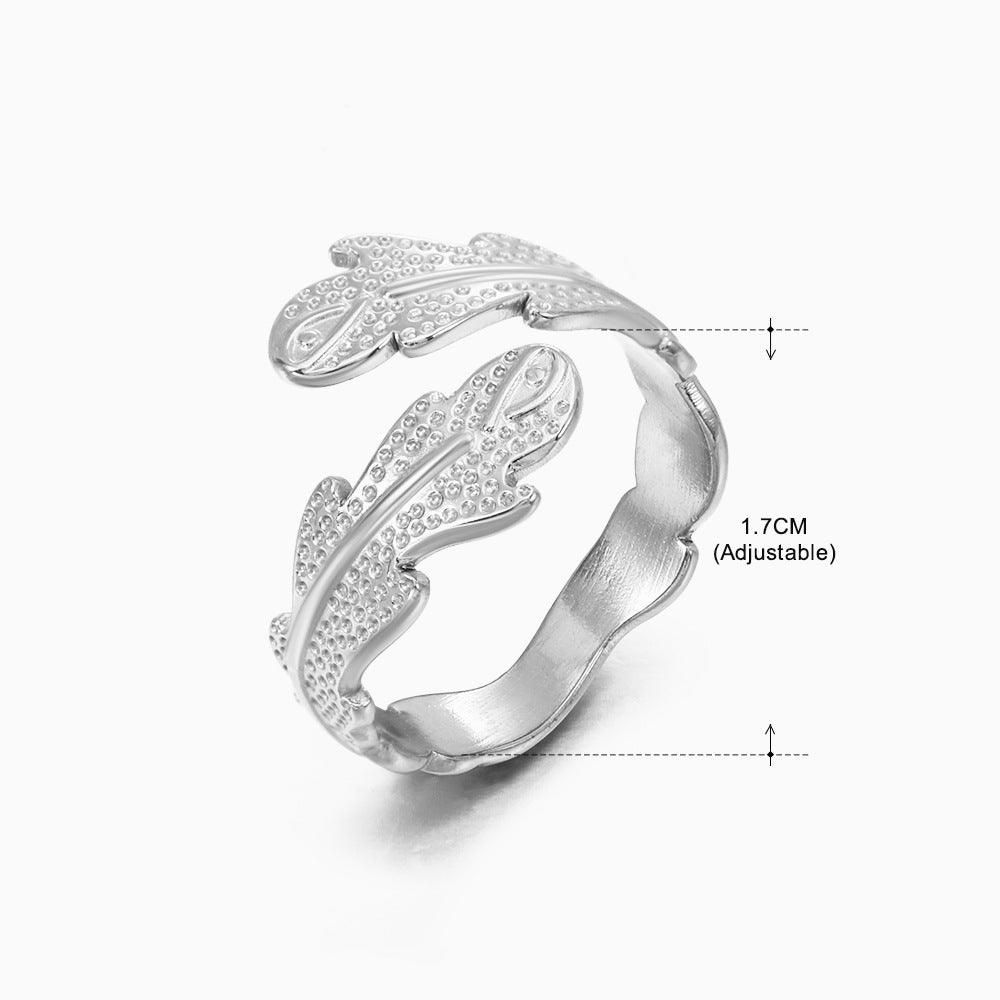 Basic Classic Style Geometric Leaf Stainless Steel Plating Open Rings