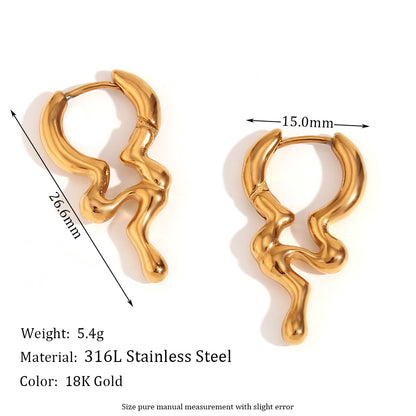 1 Pair Simple Style Irregular Solid Color Plating Stainless Steel 18k Gold Plated Earrings