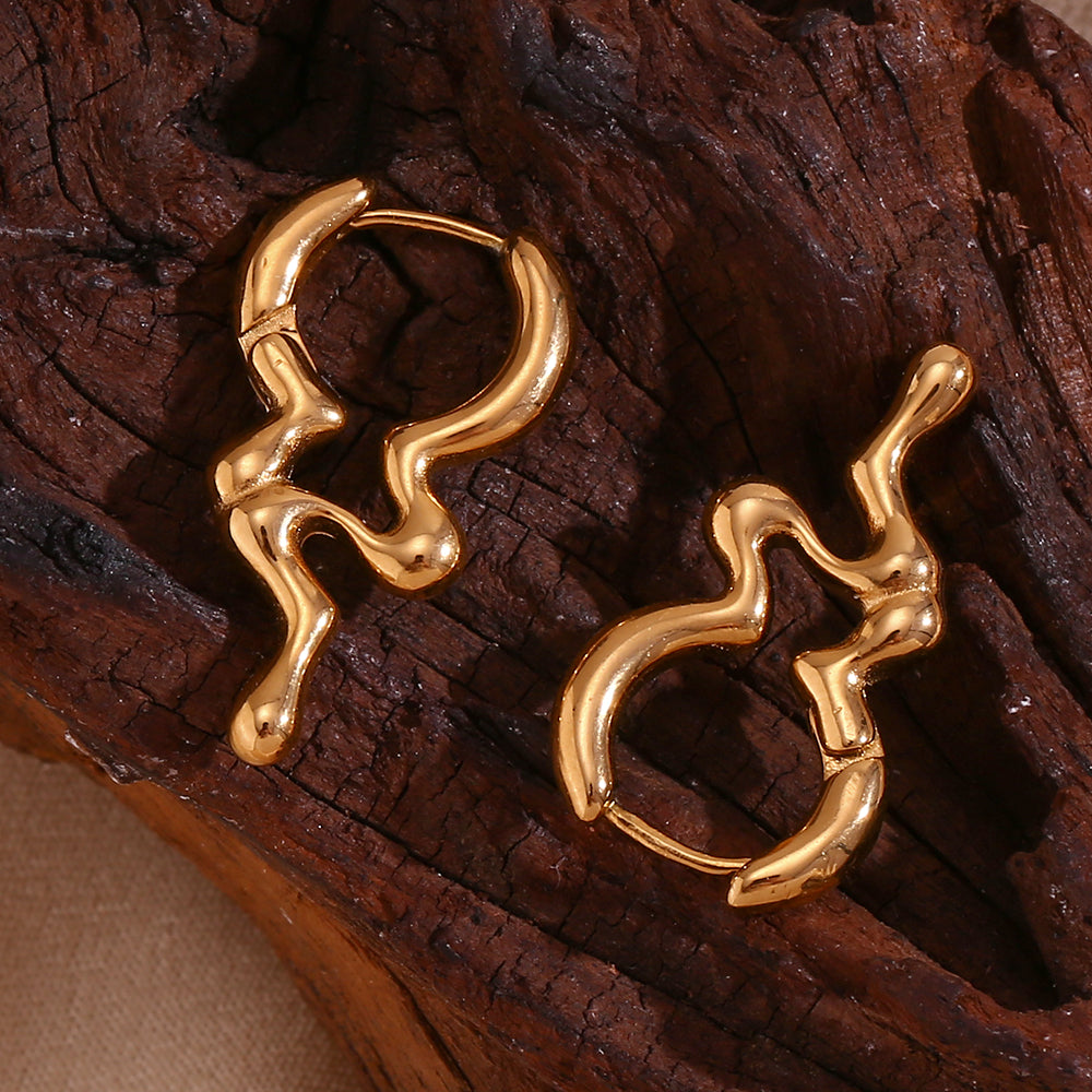 1 Pair Simple Style Irregular Solid Color Plating Stainless Steel 18k Gold Plated Earrings