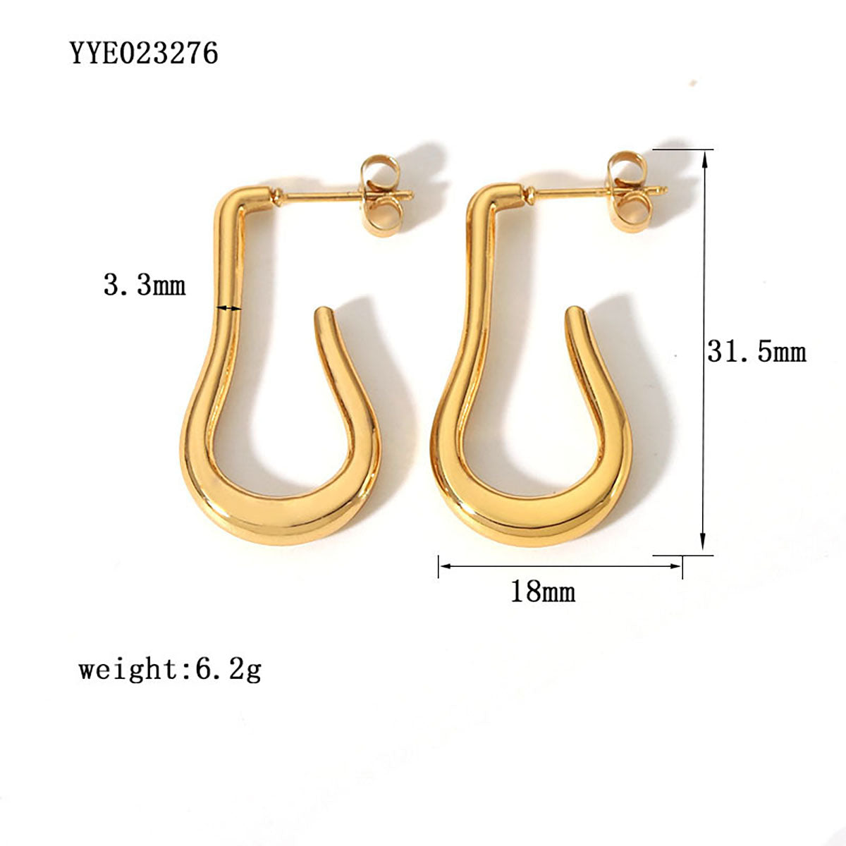 1 Pair Simple Style Leaves Solid Color Plating Stainless Steel 18k Gold Plated Ear Studs