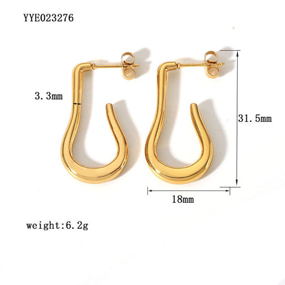 1 Pair Simple Style Leaves Solid Color Plating Stainless Steel 18k Gold Plated Ear Studs