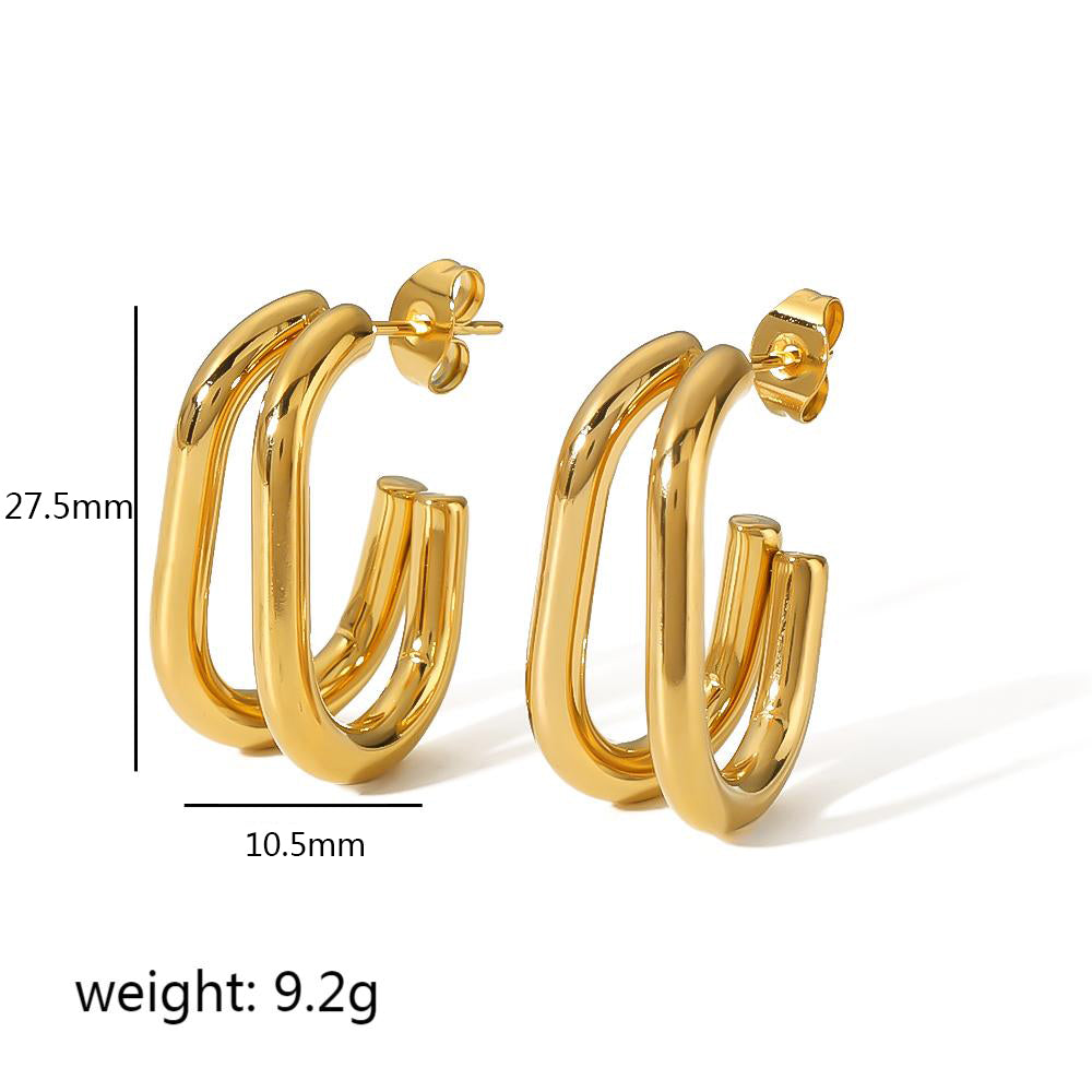 1 Pair Simple Style U Shape Plating Stainless Steel 18k Gold Plated Ear Studs