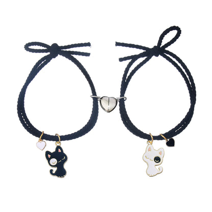 Cute Animal Stainless Steel Rubber Band Rope Handmade Couple Wristband