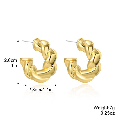 European And American Earrings Gold-plated Ins Cross-border Earrings C- Ring Love Water Drop-shaped Earrings Bamboo Simple Earrings All-matching