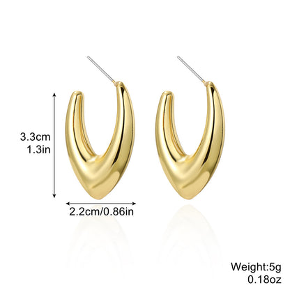 European And American Earrings Gold-plated Ins Cross-border Earrings C- Ring Love Water Drop-shaped Earrings Bamboo Simple Earrings All-matching