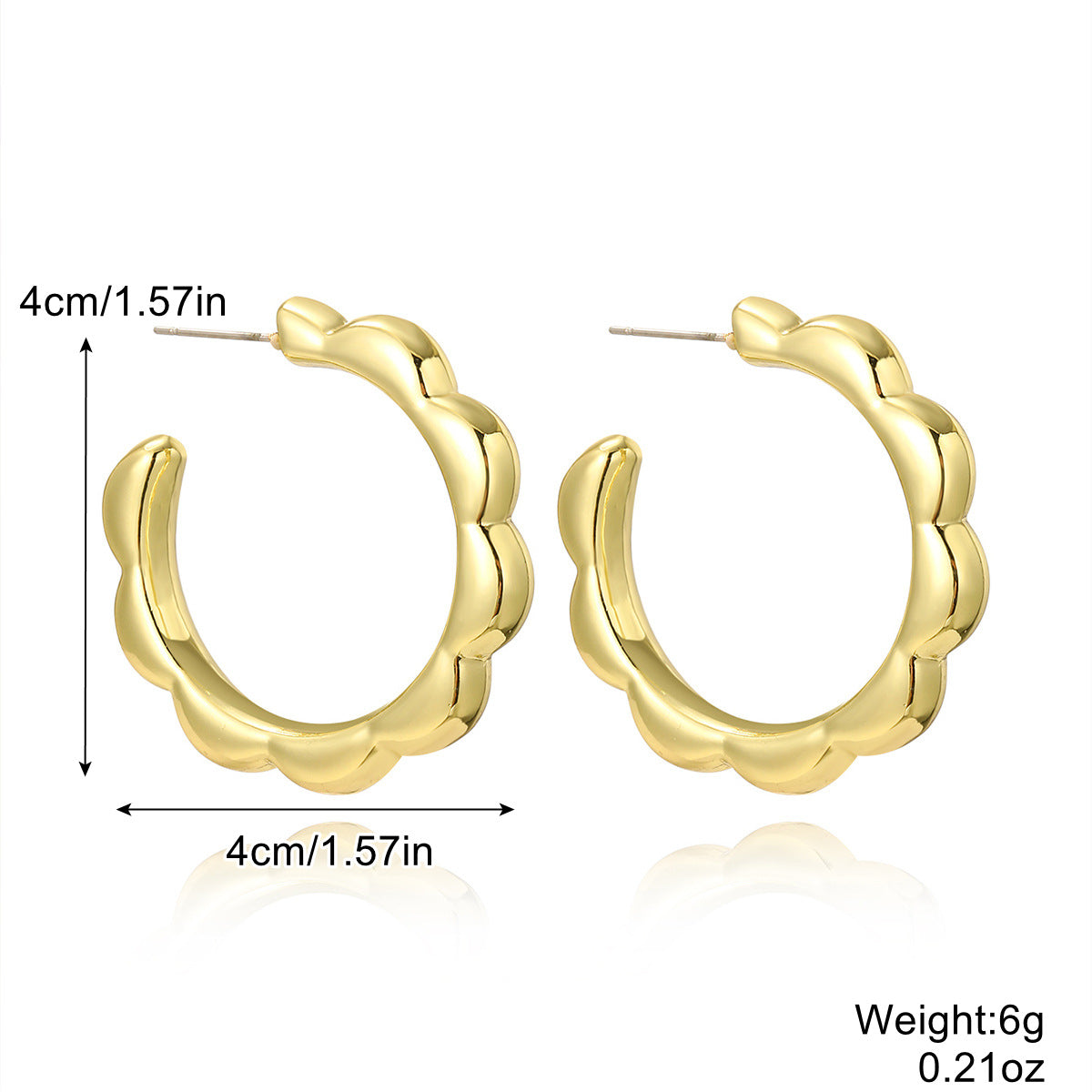 European And American Earrings Gold-plated Ins Cross-border Earrings C- Ring Love Water Drop-shaped Earrings Bamboo Simple Earrings All-matching