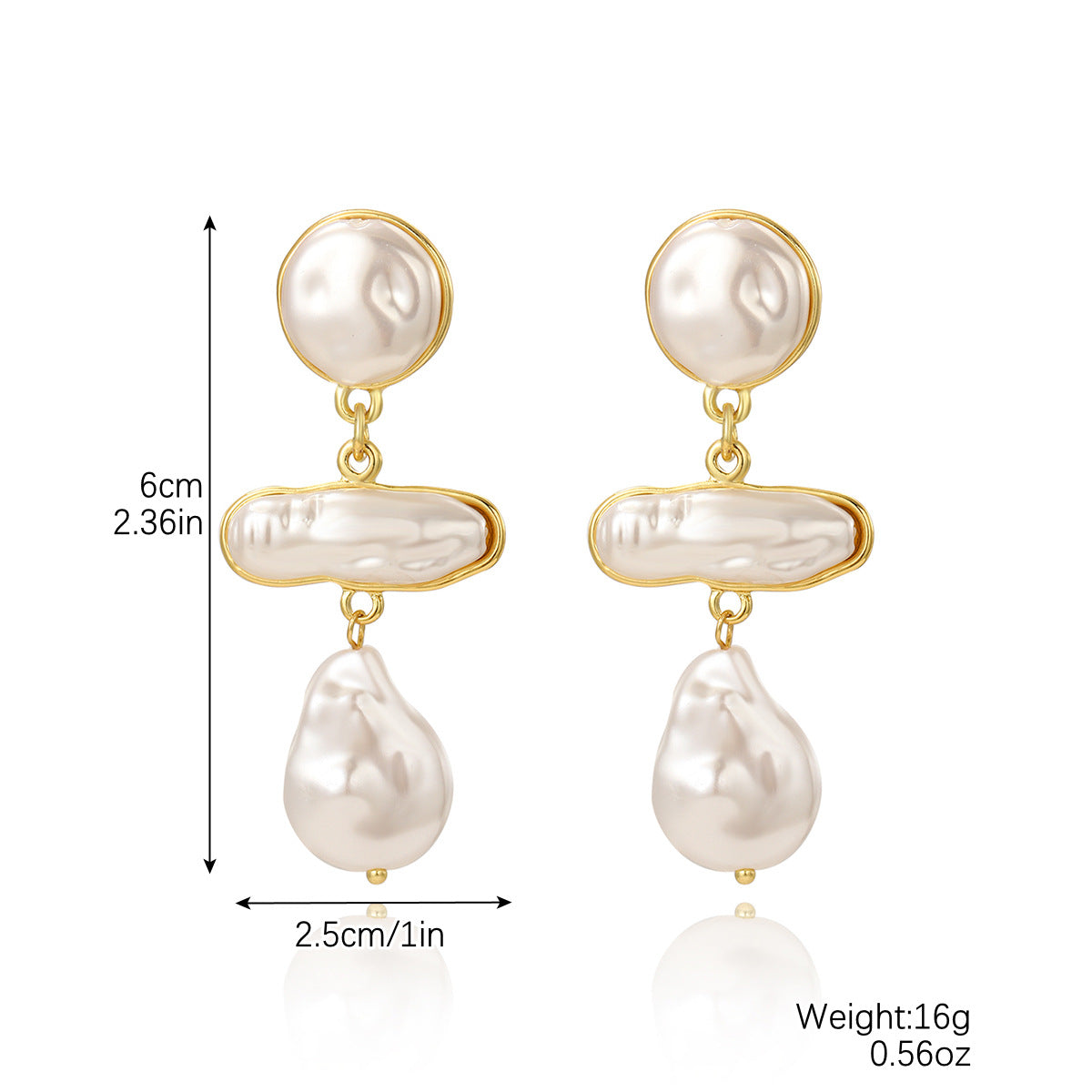 1 Pair Elegant Streetwear Geometric Plating Imitation Pearl Drop Earrings