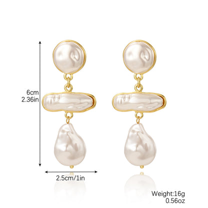 Baroque Style Irregular Imitation Pearl Alloy Women's Earrings 1 Pair