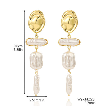 1 Pair Elegant Streetwear Geometric Plating Imitation Pearl Drop Earrings