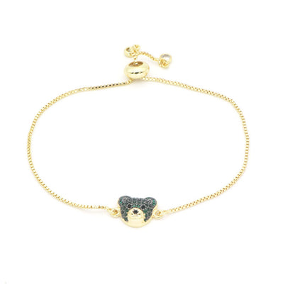 Hot Sale Ins Style Korean Niche Colorful Zircon Bear Bracelet European And American Cold Style Trendy Light Luxury Adjustable Bracelet