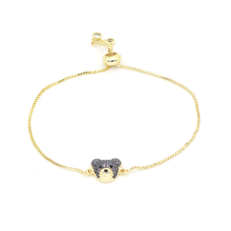 Hot Sale Ins Style Korean Niche Colorful Zircon Bear Bracelet European And American Cold Style Trendy Light Luxury Adjustable Bracelet