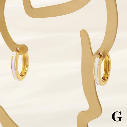 1 Pair Simple Style Circle Enamel Plating Copper 18k Gold Plated Hoop Earrings