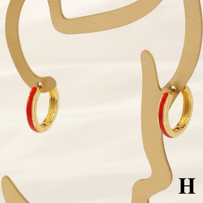 1 Pair Simple Style Circle Enamel Plating Copper 18k Gold Plated Hoop Earrings