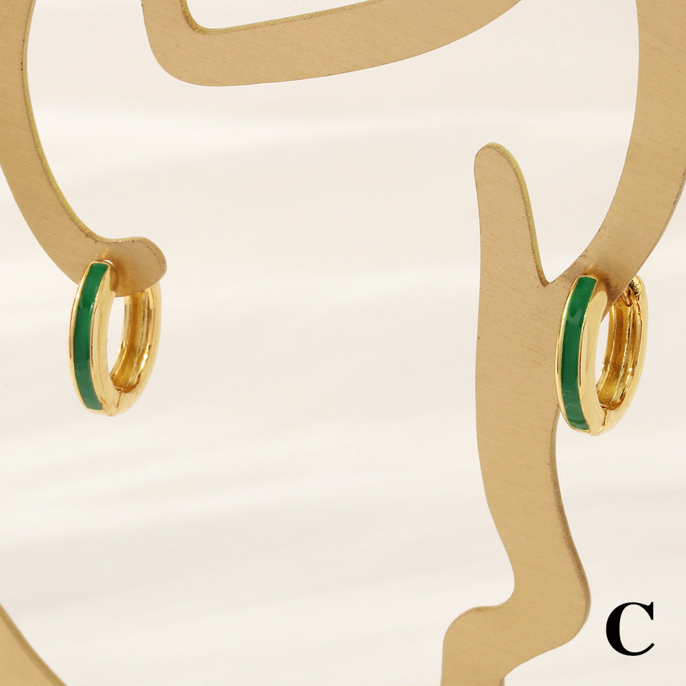 1 Pair Simple Style Circle Enamel Plating Copper 18k Gold Plated Hoop Earrings