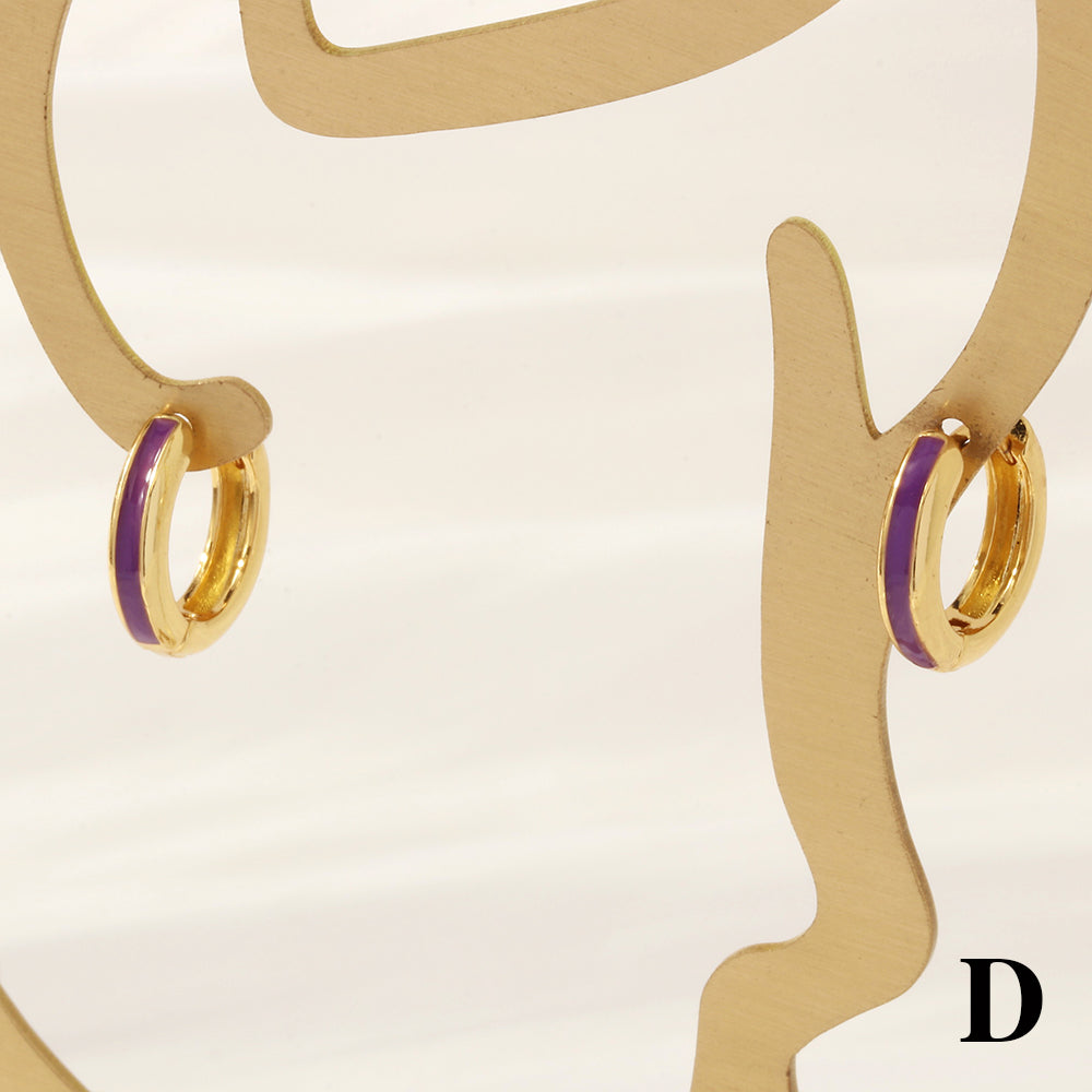 1 Pair Simple Style Circle Enamel Plating Copper 18k Gold Plated Hoop Earrings