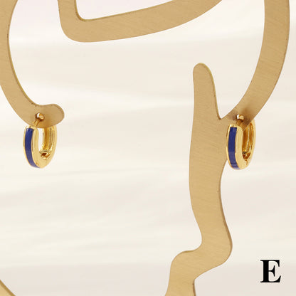 1 Pair Simple Style Circle Enamel Plating Copper 18k Gold Plated Hoop Earrings