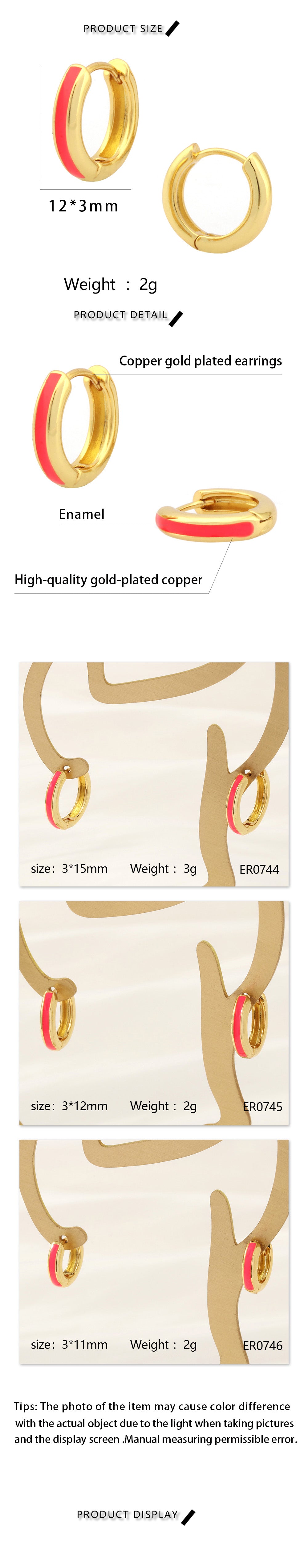 1 Pair Simple Style Circle Enamel Plating Copper 18k Gold Plated Hoop Earrings