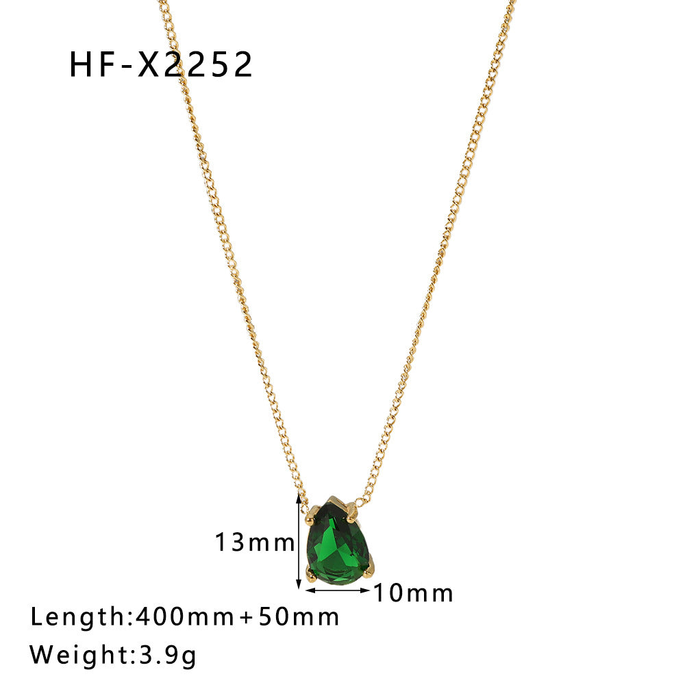 Ig Style Korean Style Geometric Stainless Steel Titanium Steel Inlay Zircon Necklace