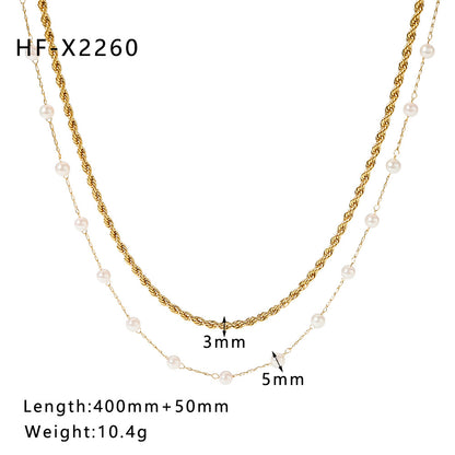 Ig Style Korean Style Geometric Stainless Steel Titanium Steel Inlay Zircon Necklace